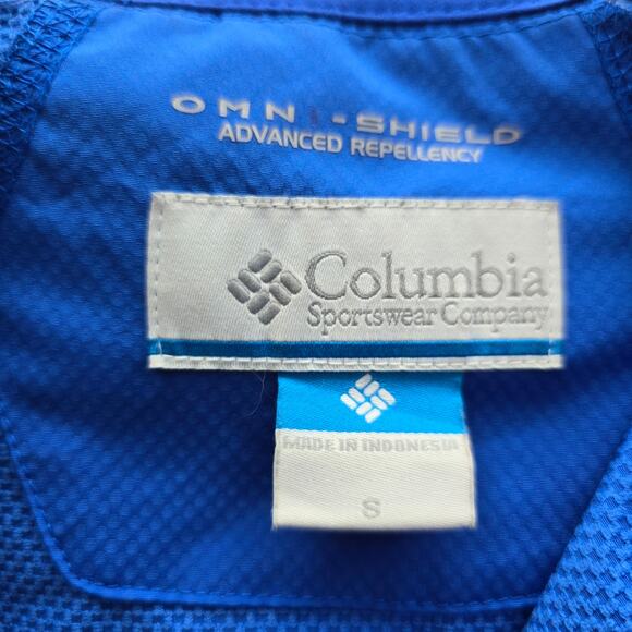 Columbia Hooded Full-Zip Omni-Shield Windbreaker Rain Jacket Blue Size Small - Picture 4 of 5